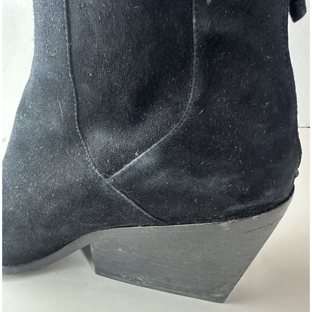 Eileen Fisher Peer Heeled Ankle Boots Black Suede Booties Women's Size 11 - Picture 7 of 16